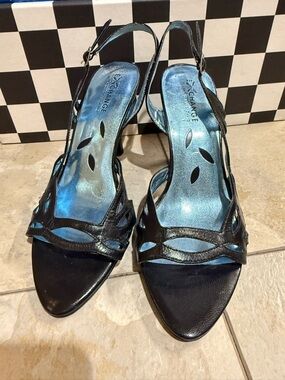Exchange by Charles David Black Slingback Cutout Heeled Sandals